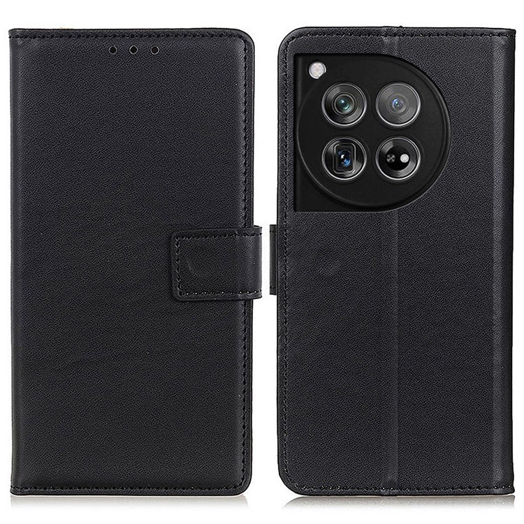 For OnePlus 12 5G Leather Case Wallet Protective Phone Cover - Black