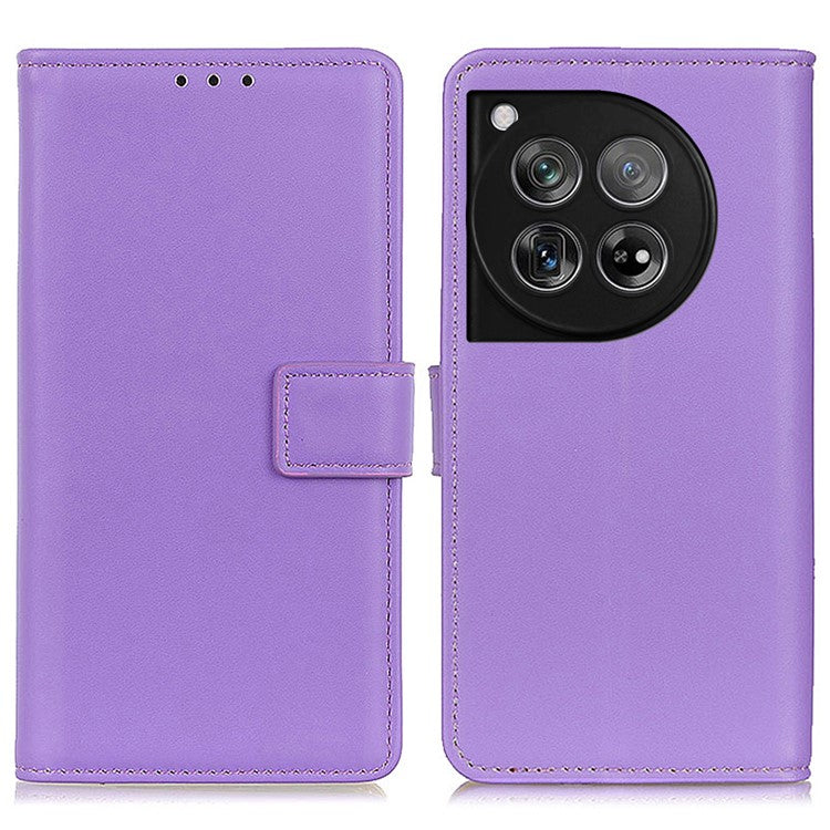 For OnePlus 12 5G Leather Case Wallet Protective Phone Cover - Purple