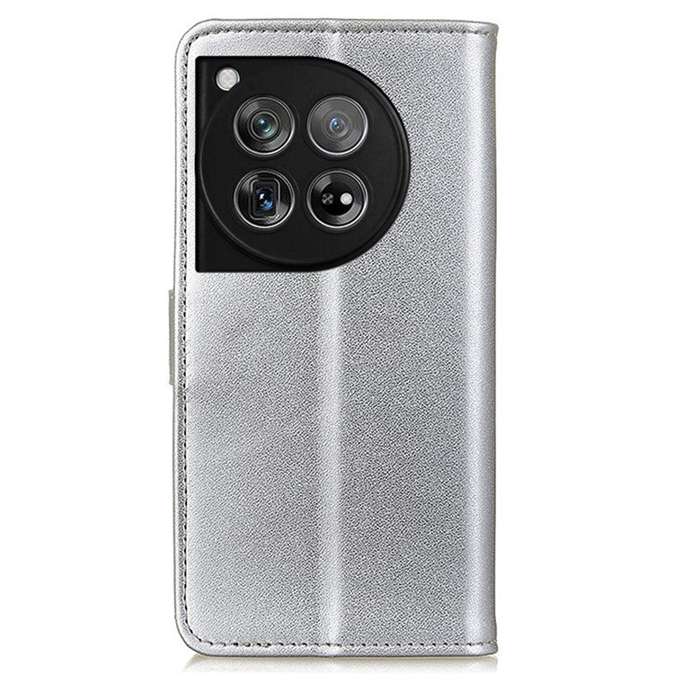 For OnePlus 12 5G Leather Case Wallet Protective Phone Cover - Silver