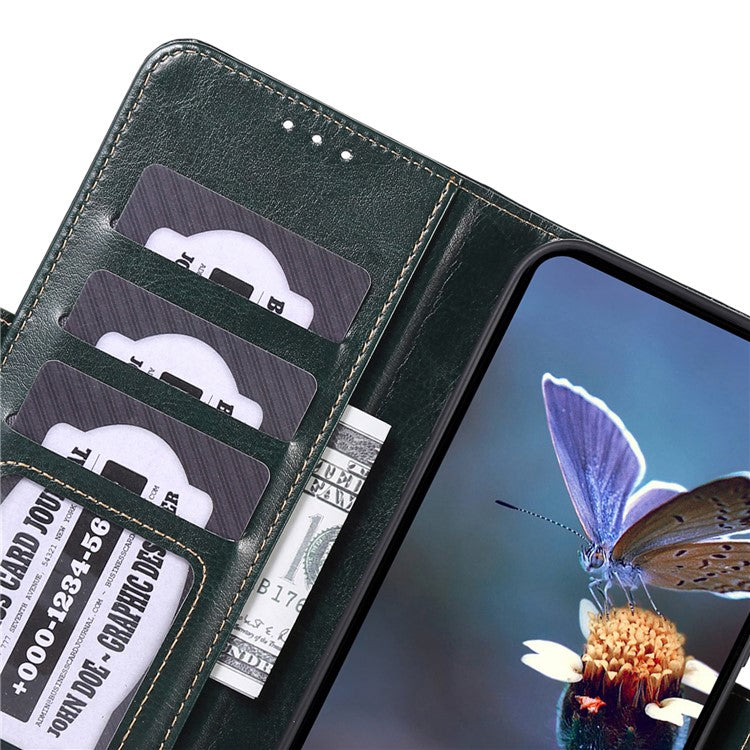 ABEEL For OnePlus 12 5G Wallet Phone Case Crazy Horse PU Leather - Green