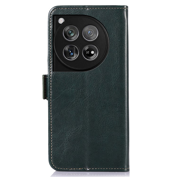 ABEEL For OnePlus 12 5G Wallet Phone Case Crazy Horse PU Leather - Green