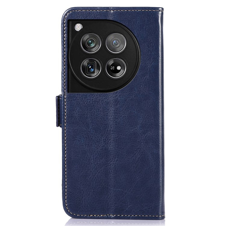 ABEEL For OnePlus 12 5G Wallet Phone Case Crazy Horse PU Leather - Blue