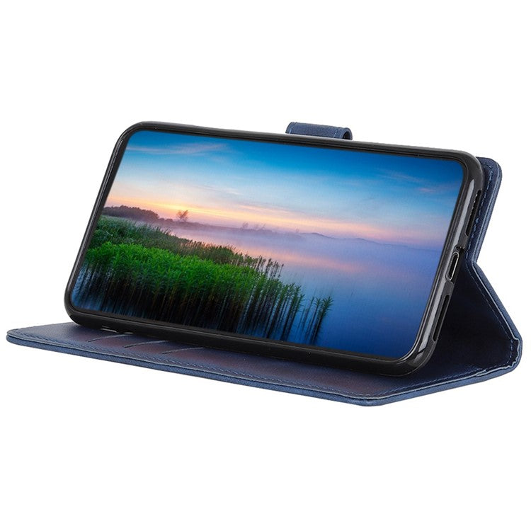 For OnePlus 12 5G Chic Leather Case Cowhide Texture Wallet Stand Cover - Blue