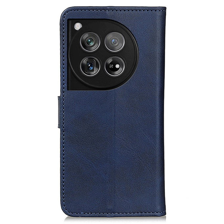 For OnePlus 12 5G Chic Leather Case Cowhide Texture Wallet Stand Cover - Blue