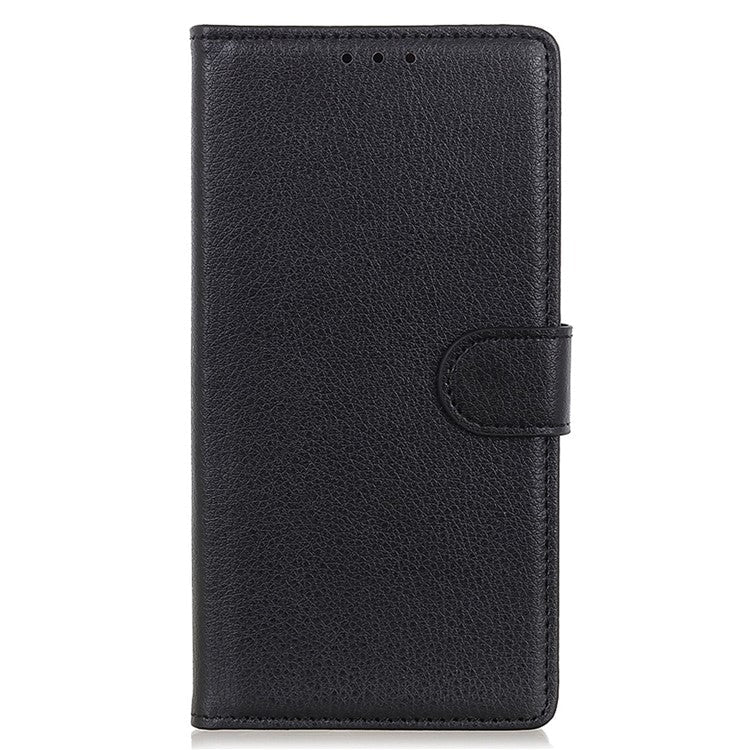 For OnePlus 12 5G Classic Litchi Grain Leather Case Phone Wallet Cover - Black