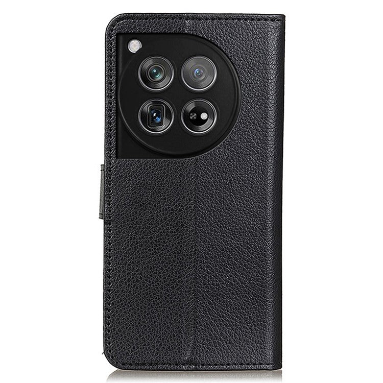 For OnePlus 12 5G Classic Litchi Grain Leather Case Phone Wallet Cover - Black