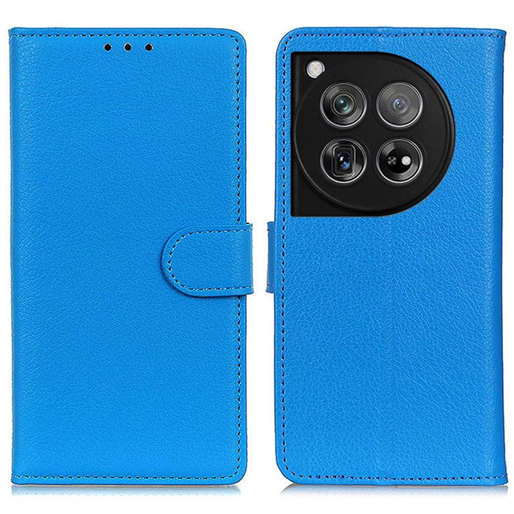 For OnePlus 12 5G Classic Litchi Grain Leather Case Phone Wallet Cover - Blue