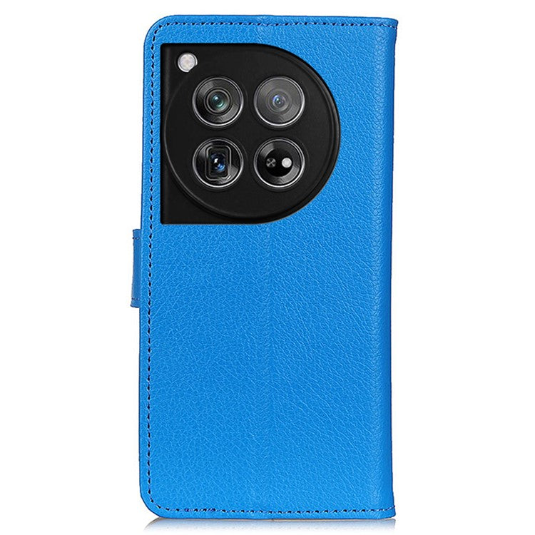 For OnePlus 12 5G Classic Litchi Grain Leather Case Phone Wallet Cover - Blue