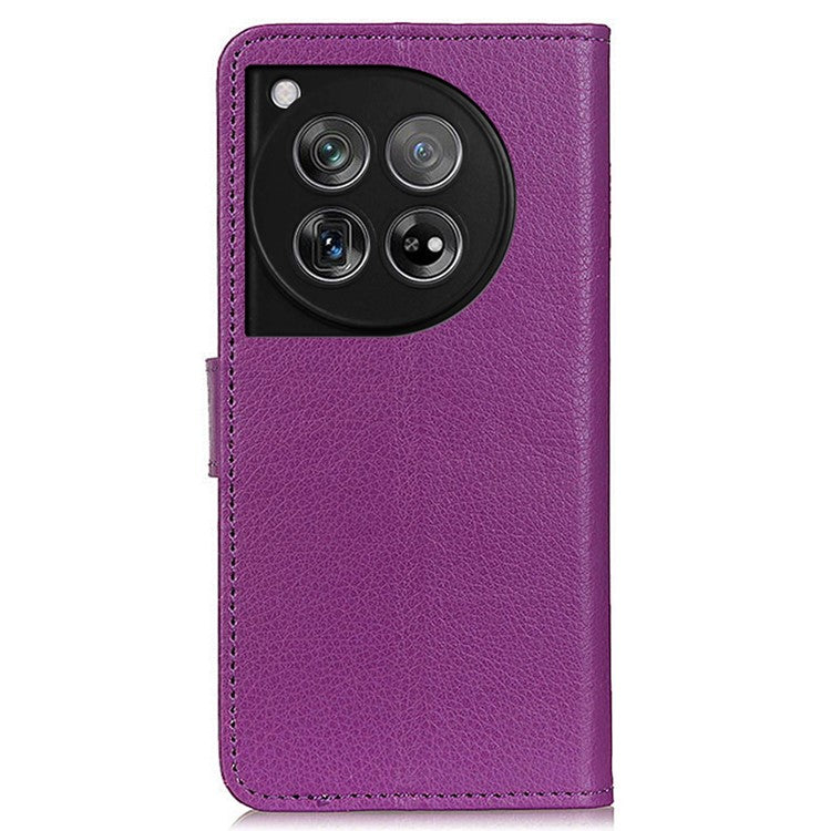 For OnePlus 12 5G Classic Litchi Grain Leather Case Phone Wallet Cover - Purple
