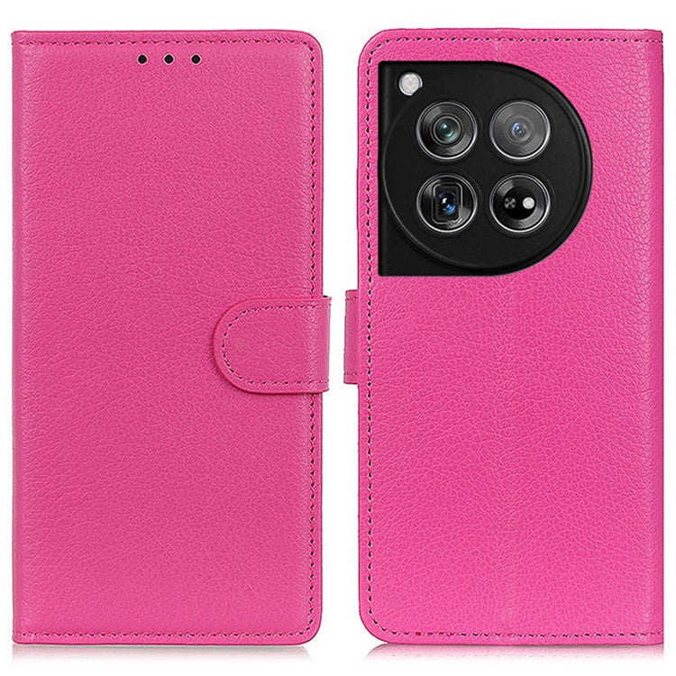 For OnePlus 12 5G Classic Litchi Grain Leather Case Phone Wallet Cover - Rose