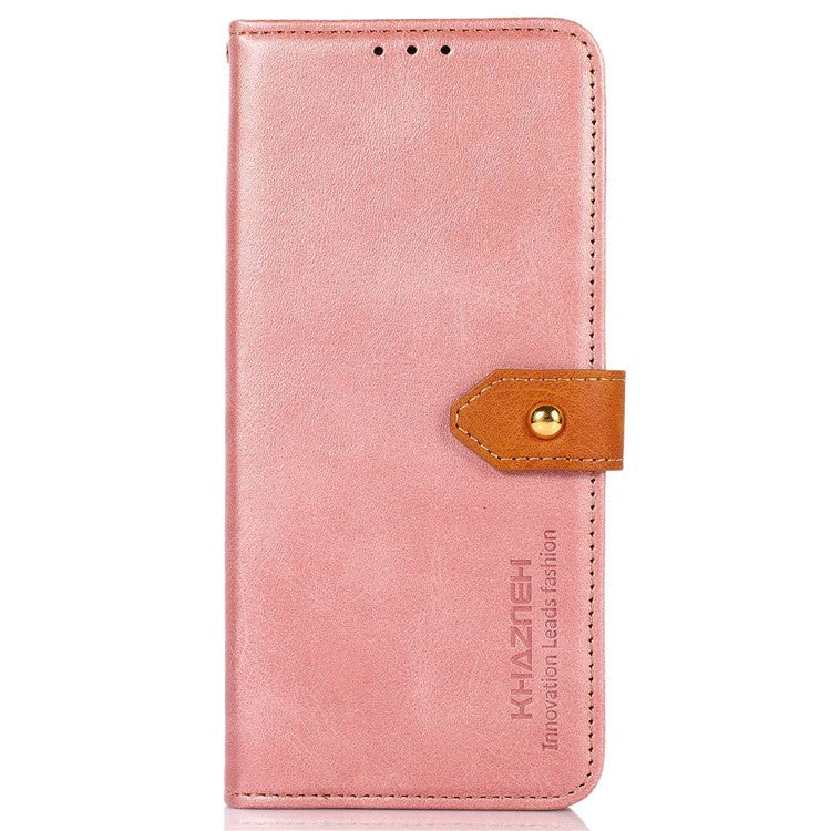 KHAZNEH For OnePlus 12 5G Case PU Leather+TPU Cowhide Texture Phone Guard Cover - Rose Gold