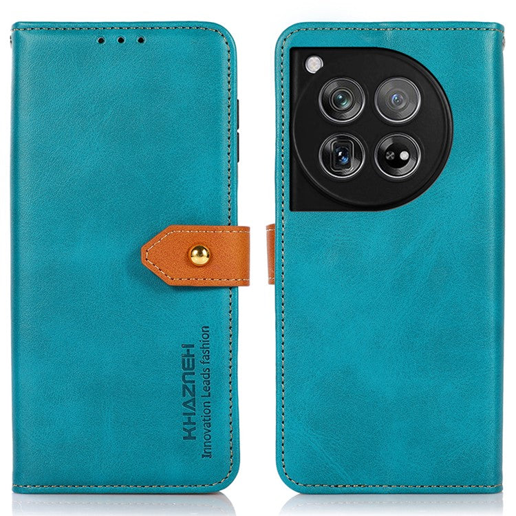 KHAZNEH For OnePlus 12 5G Case PU Leather+TPU Cowhide Texture Phone Guard Cover - Blue
