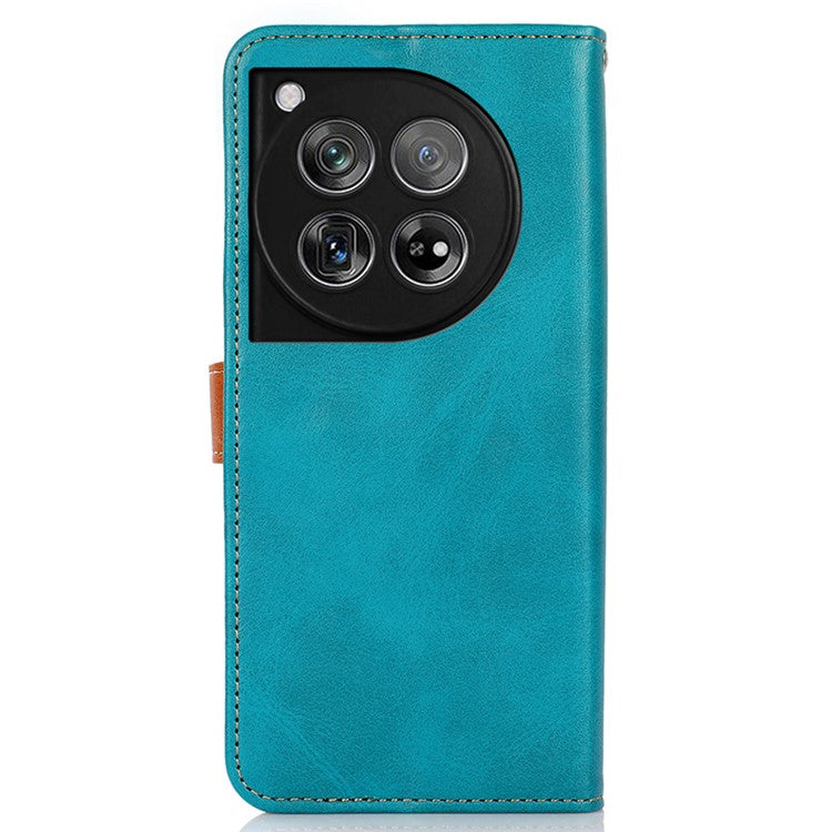 KHAZNEH For OnePlus 12 5G Case PU Leather+TPU Cowhide Texture Phone Guard Cover - Blue