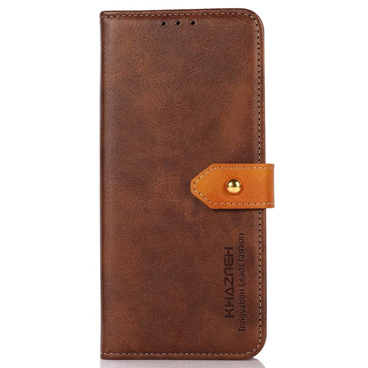KHAZNEH For OnePlus 12 5G Case PU Leather+TPU Cowhide Texture Phone Guard Cover - Brown