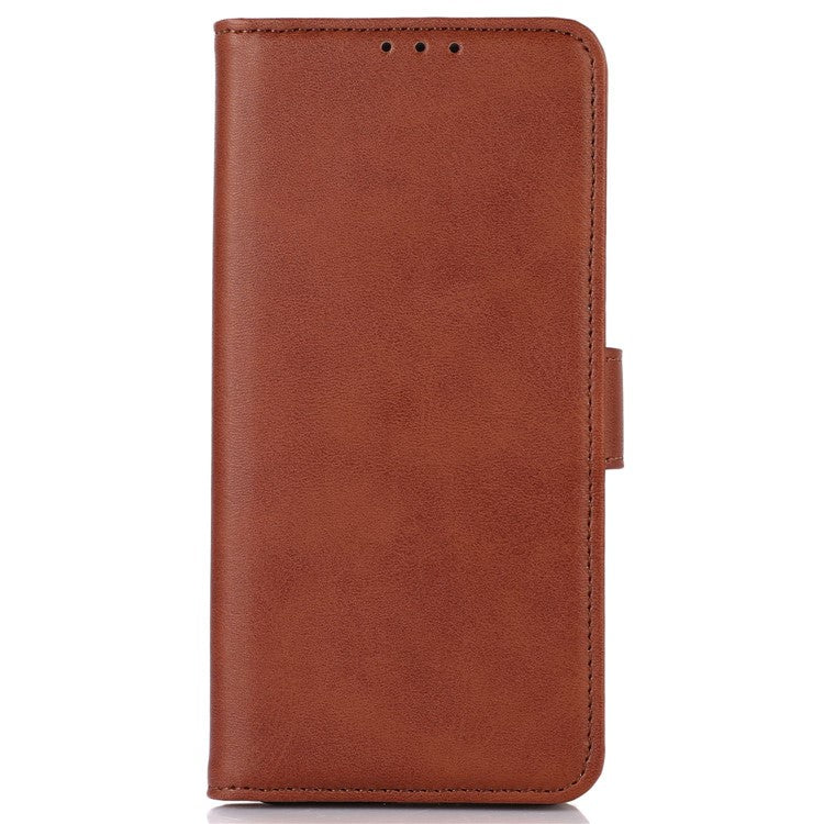 For OnePlus 12 5G Leather Case Scratch-proof Cowhide Texture Stand Wallet Phone Cover - Brown