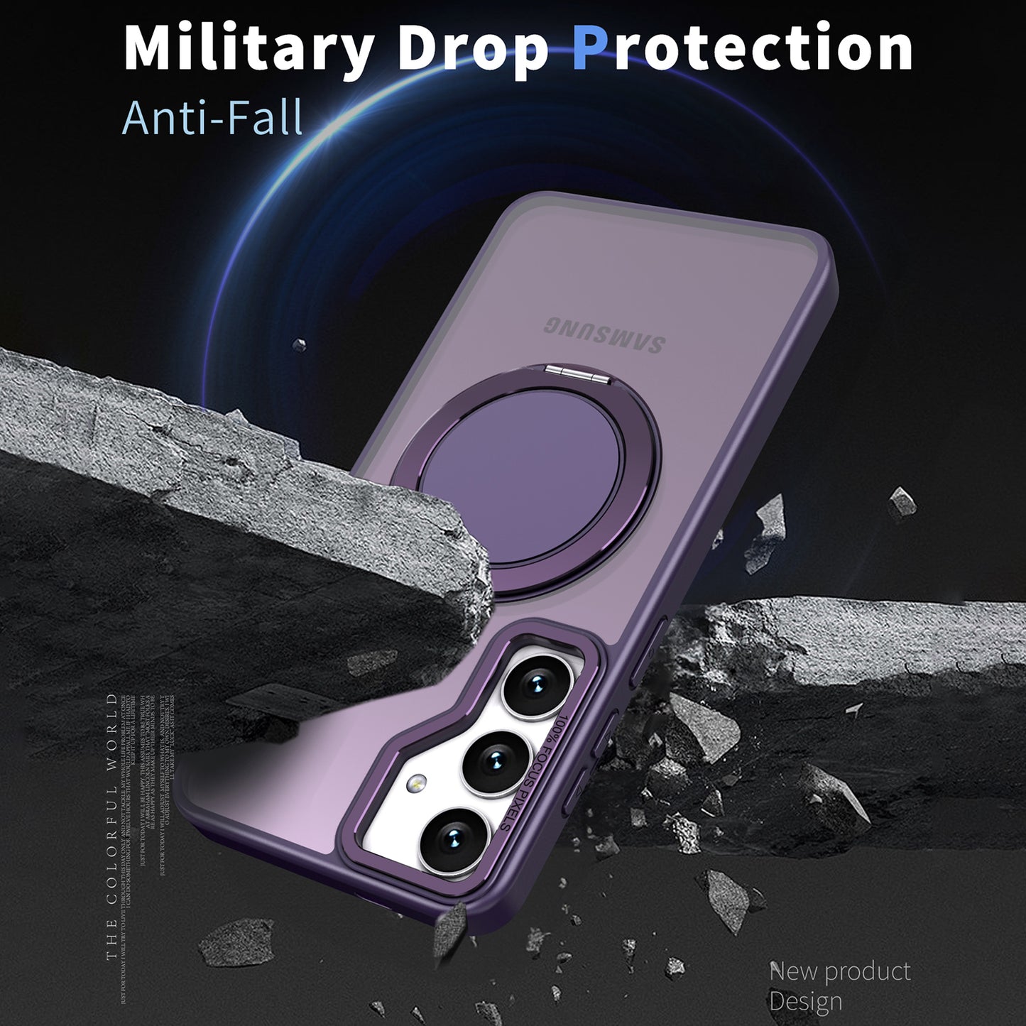 For Samsung Galaxy S24 Phone Case Ring Kickstand Magnetic Phone Cover - Purple
