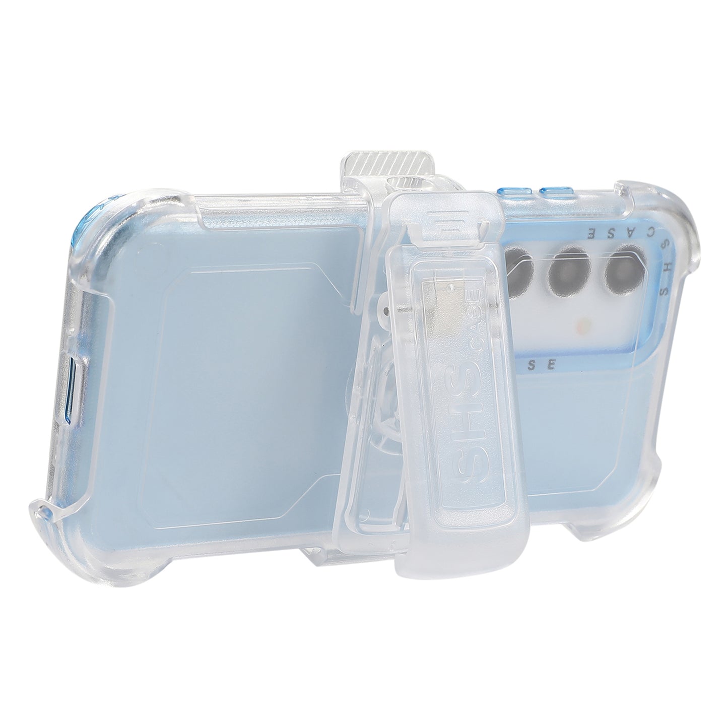 For Samsung Galaxy S24 Matte Slide Holster Phone Case Belt Clip Kickstand - Sky Blue