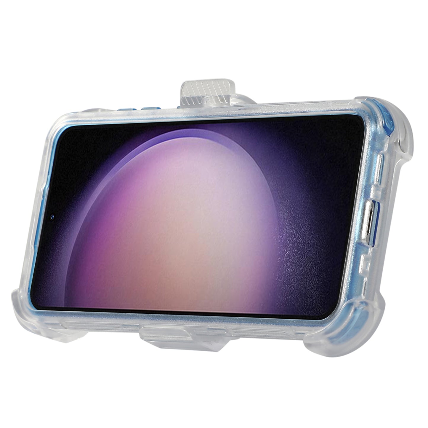 For Samsung Galaxy S24 Matte Slide Holster Phone Case Belt Clip Kickstand - Sky Blue