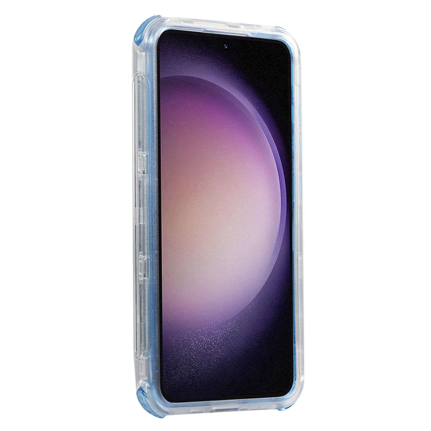 For Samsung Galaxy S24 Matte Slide Holster Phone Case Belt Clip Kickstand - Sky Blue