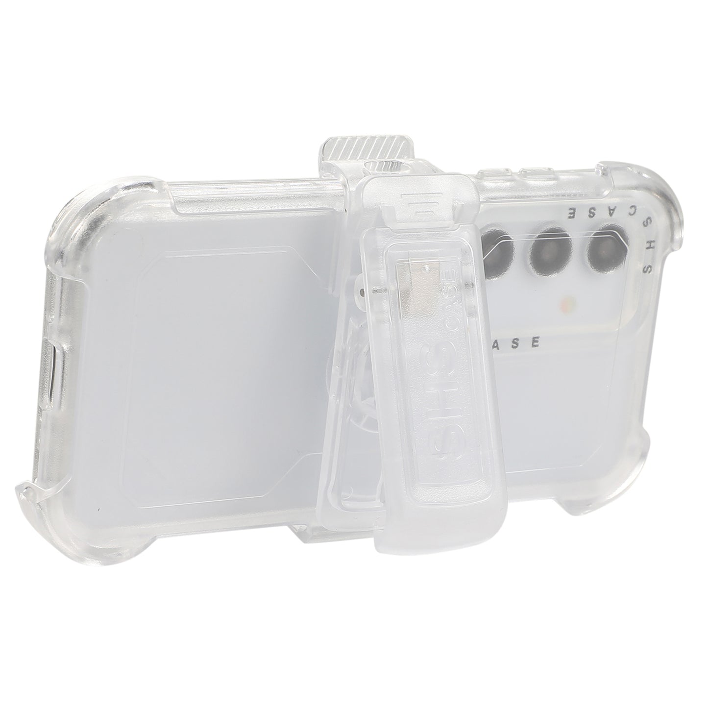 For Samsung Galaxy S24 Matte Slide Holster Phone Case Belt Clip Kickstand - Transparent