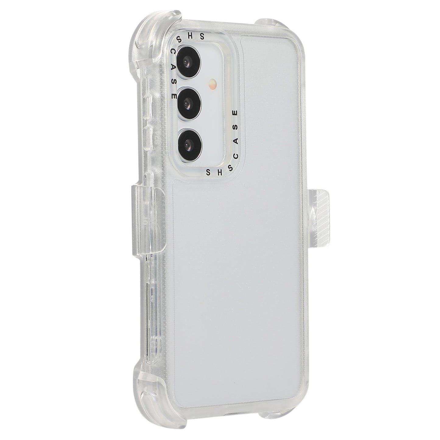 For Samsung Galaxy S24 Matte Slide Holster Phone Case Belt Clip Kickstand - Transparent