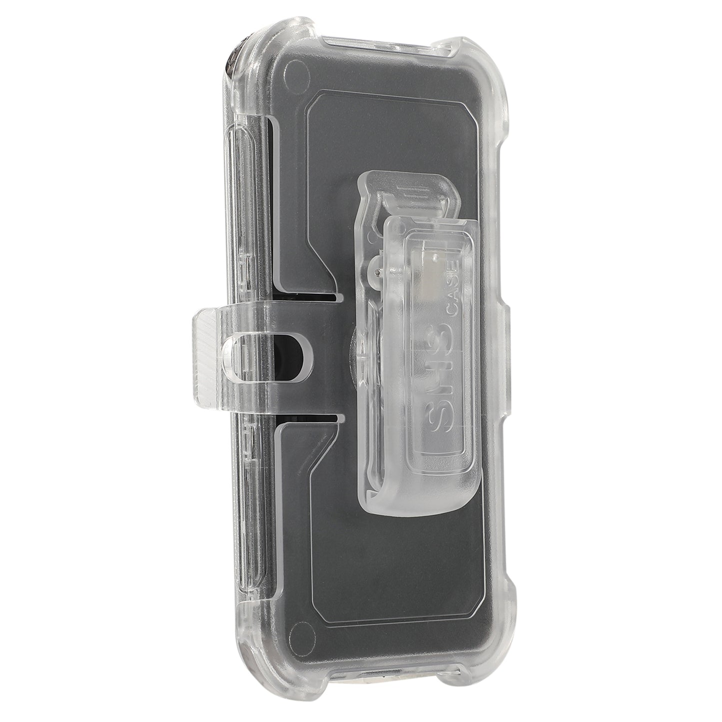 For Samsung Galaxy S24 Matte Slide Holster Phone Case Belt Clip Kickstand - Transparent Black