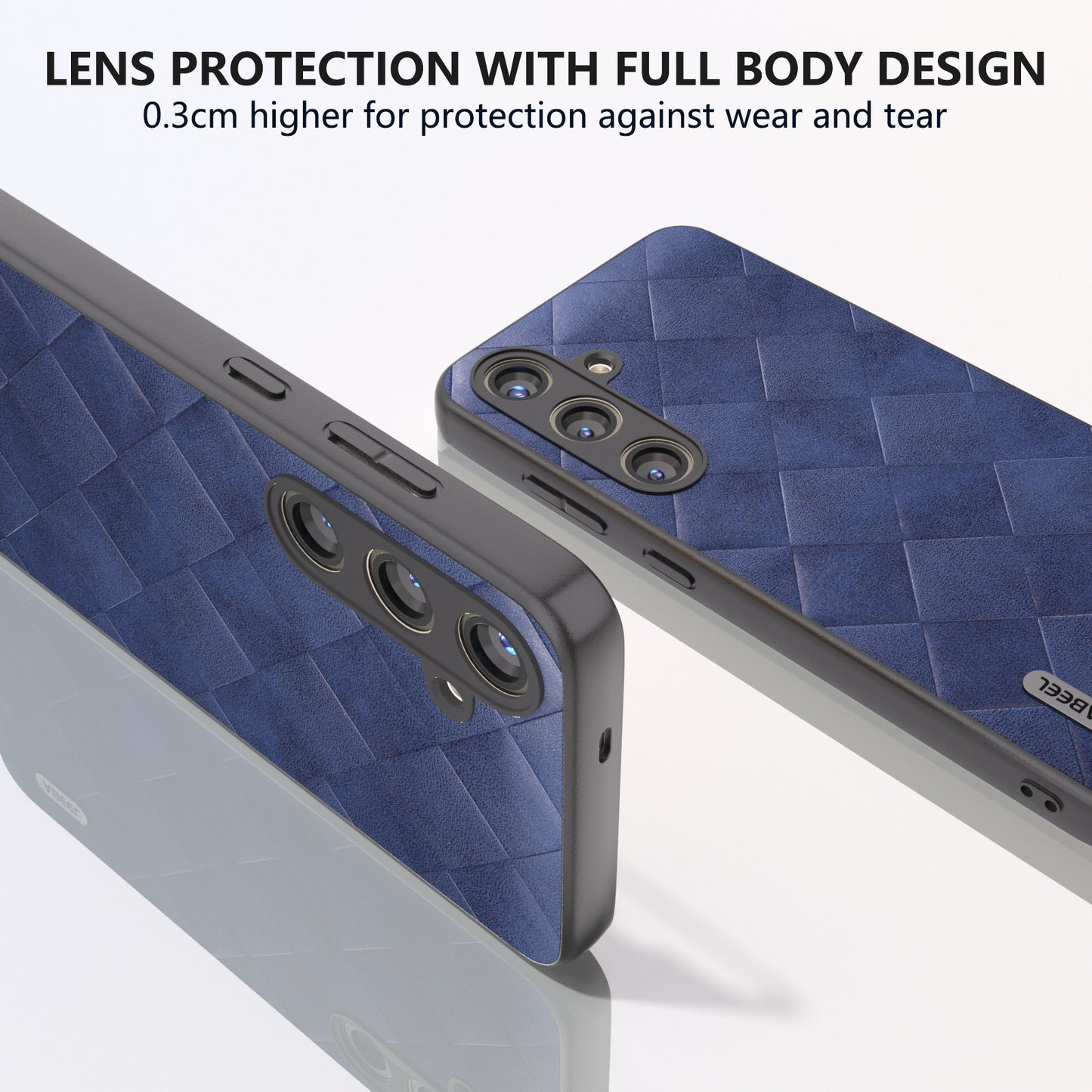 ABEEL For Samsung Galaxy S24+ Grid Texture Case PU Leather+TPU+PC Phone Cover - Blue