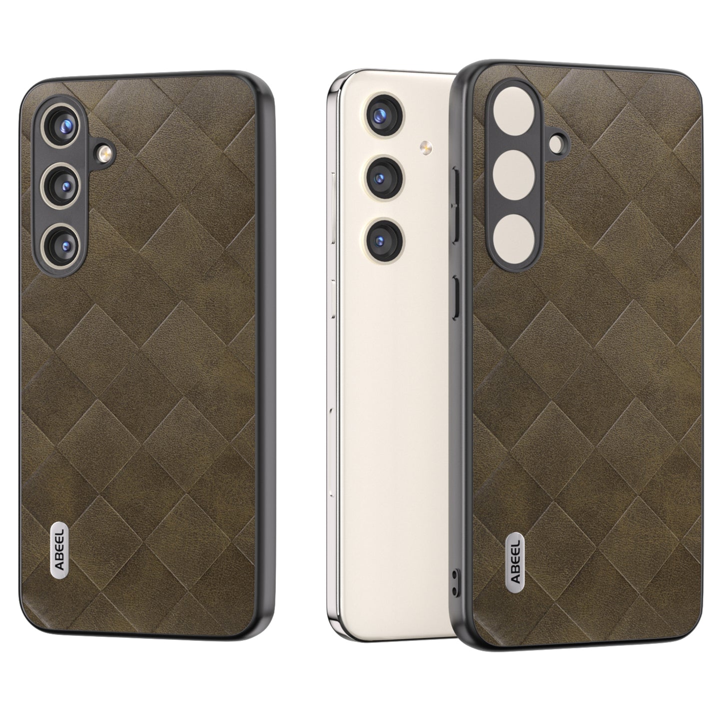 ABEEL For Samsung Galaxy S24+ Grid Texture Case PU Leather+TPU+PC Phone Cover - Green