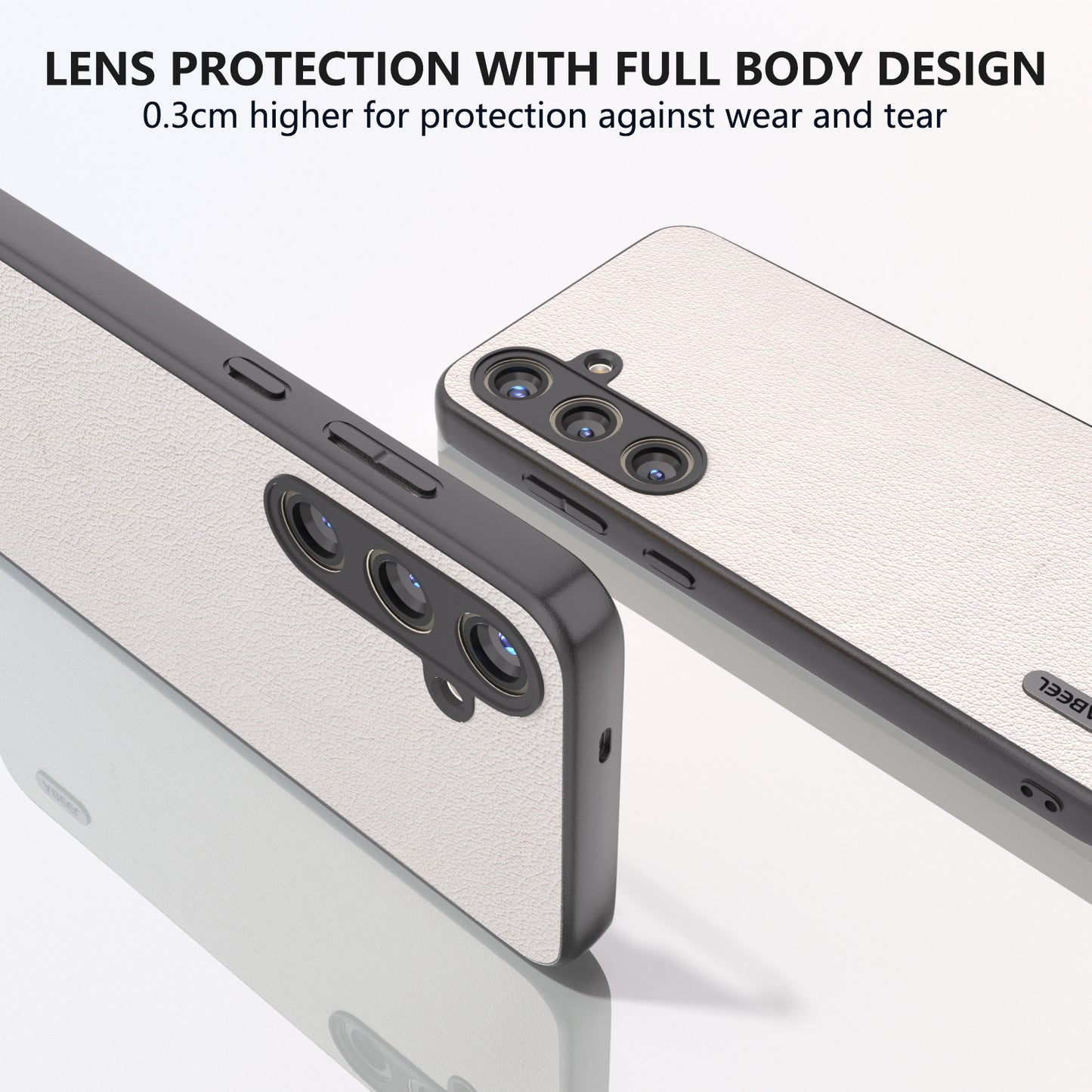 ABEEL For Samsung Galaxy S24+ Textured Phone Case Genuine Cow Leather Cover Non-Slip - Grey