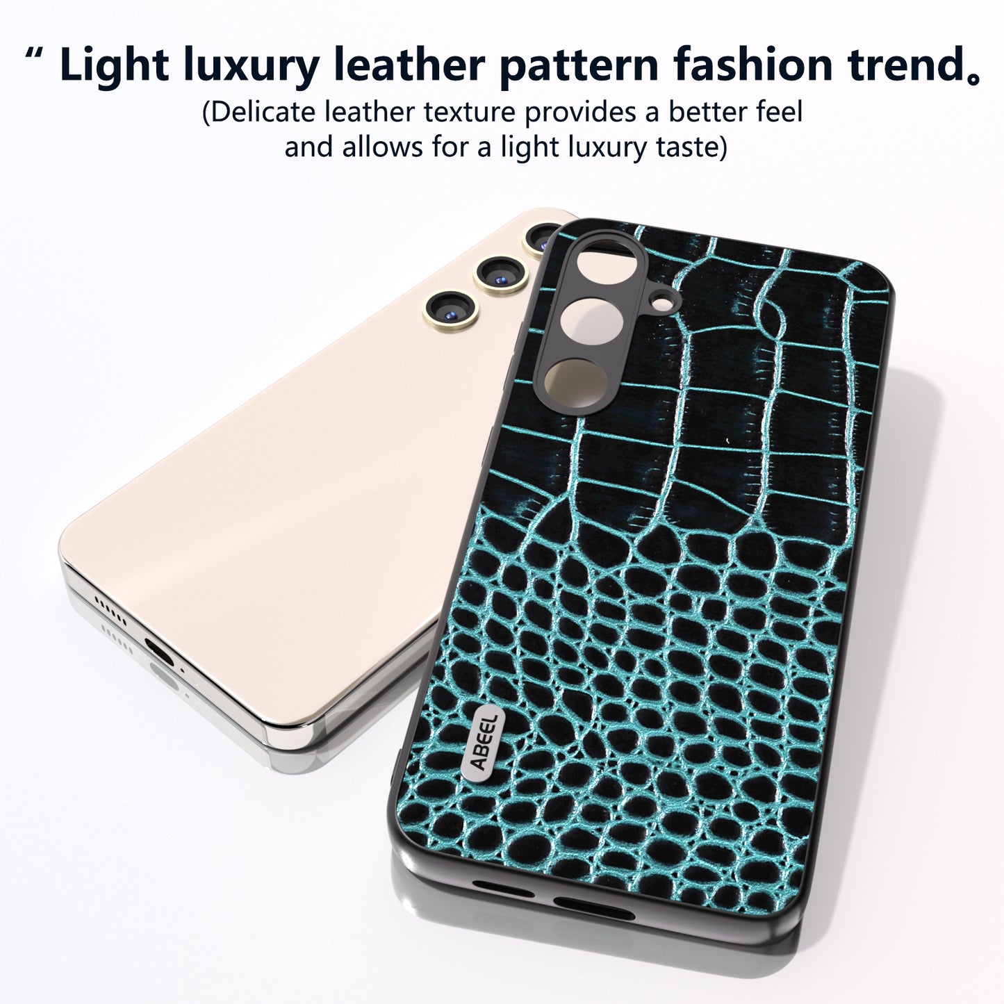 ABEEL For Samsung Galaxy S24 Crocodile Texture Phone Case Camera Protection Cover - Midnight Green