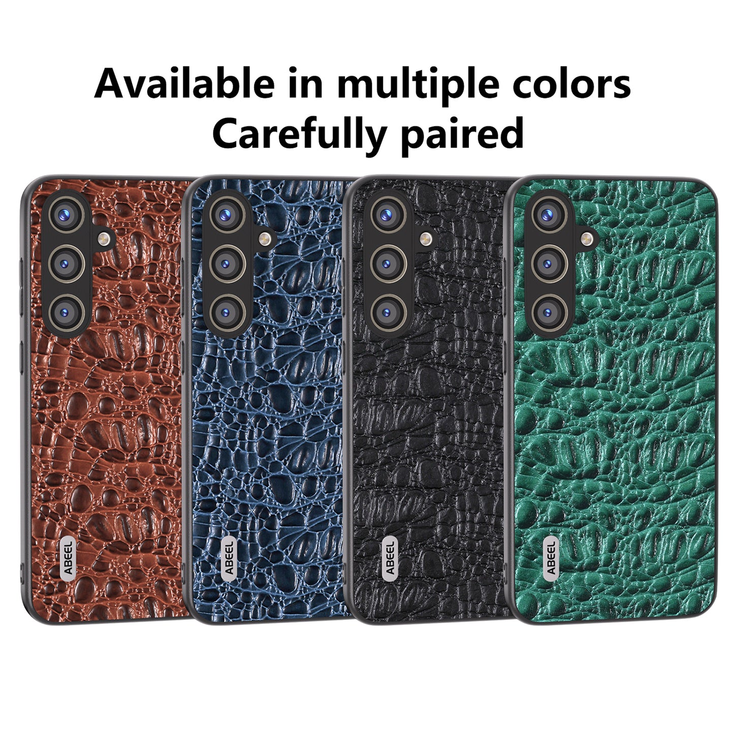 ABEEL For Samsung Galaxy S24 Slim Cover Genuine Cow Leather Back Case with Non-Slip Texture - Blue