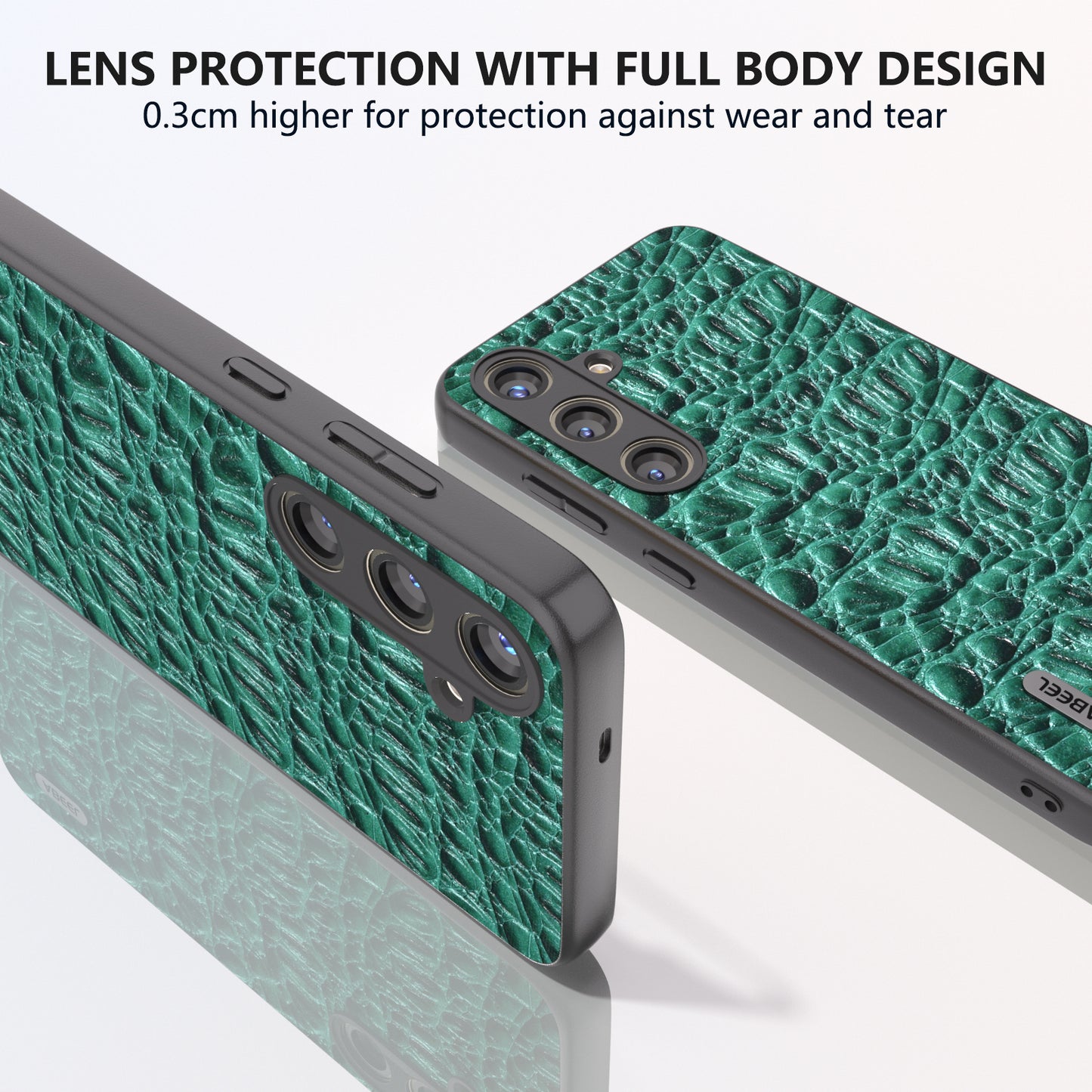 ABEEL For Samsung Galaxy S24 Slim Cover Genuine Cow Leather Back Case with Non-Slip Texture - Green