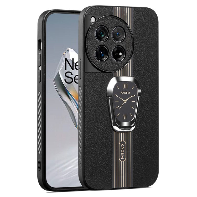KADEM Kickstand Shell for OnePlus 12 5G , Cell Phone Cases Electroplating Back Cover - Black