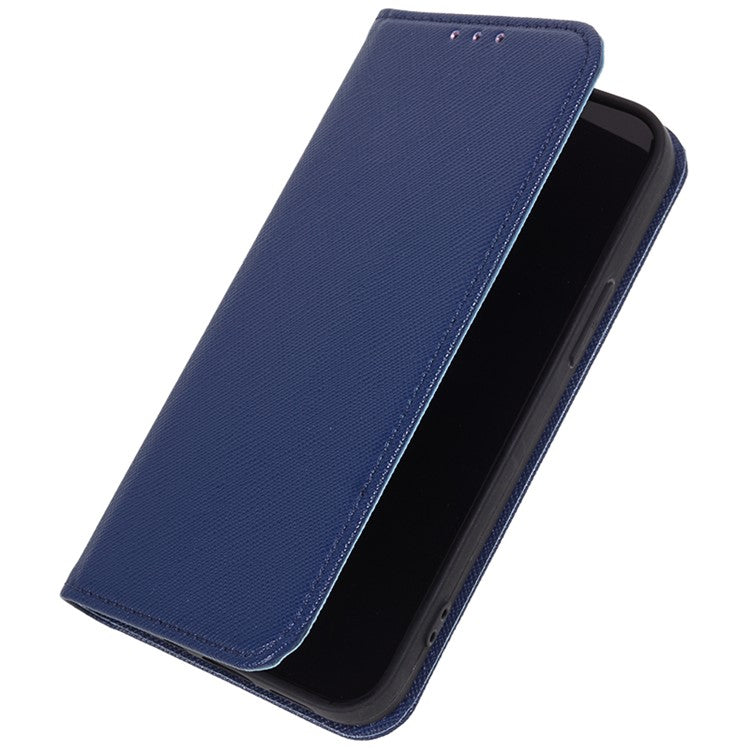 For OnePlus 12 5G Cell Phone Case Cross Texture Anti-Scratch Wallet Stand Cover PU Leather Shell - Dark Blue