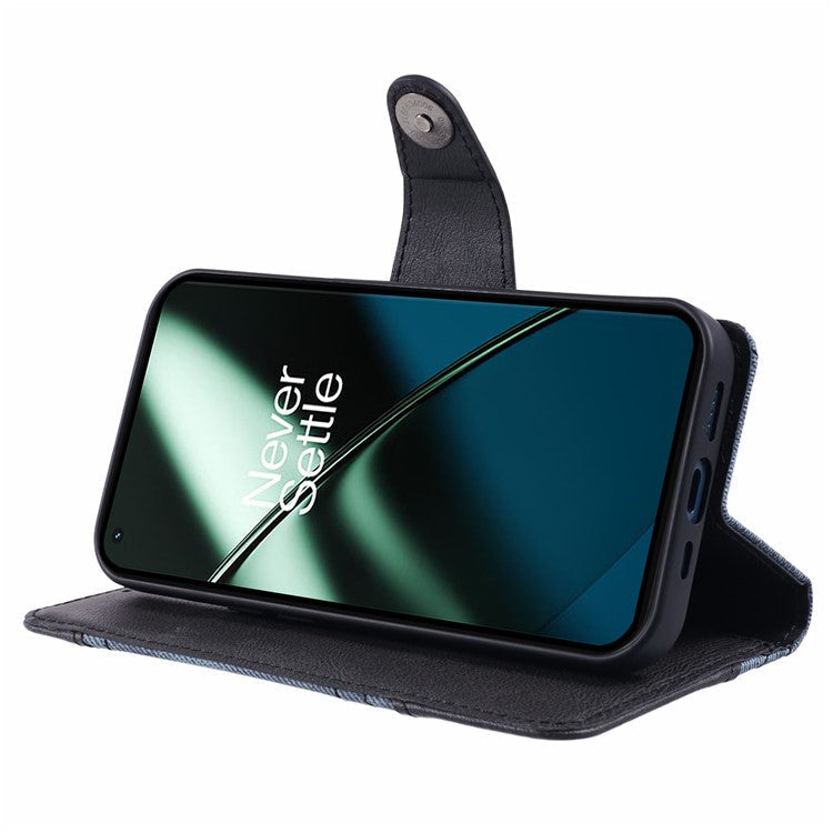 For OnePlus 11 5G Magnetic Phone Case Anti-scratch PU Leather Splicing Style Wallet Cover - Black