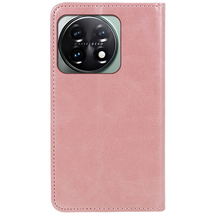 For OnePlus 11 5G Cell Phone Case Magnetic Calf Texture PU Leather+TPU Shell - Rose Gold