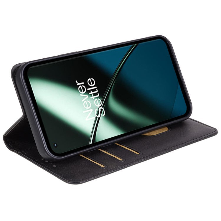 For OnePlus 11 5G Cell Phone Case Magnetic Calf Texture PU Leather+TPU Shell - Black