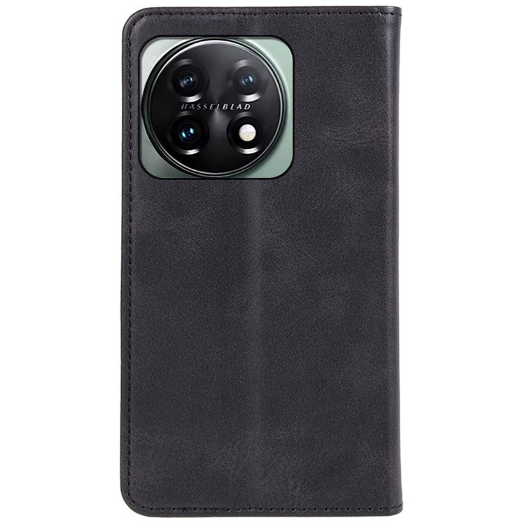 For OnePlus 11 5G Cell Phone Case Magnetic Calf Texture PU Leather+TPU Shell - Black