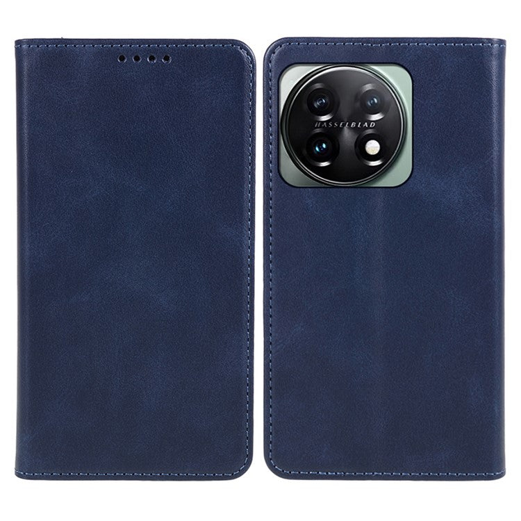 For OnePlus 11 5G Cell Phone Case Magnetic Calf Texture PU Leather+TPU Shell - Blue