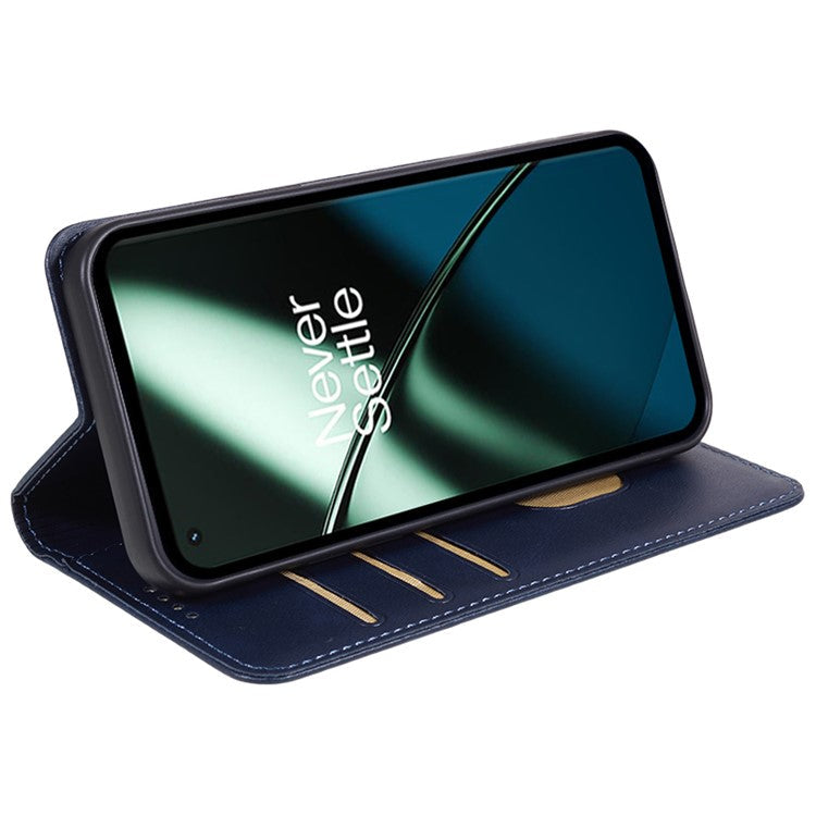For OnePlus 11 5G Cell Phone Case Magnetic Calf Texture PU Leather+TPU Shell - Blue