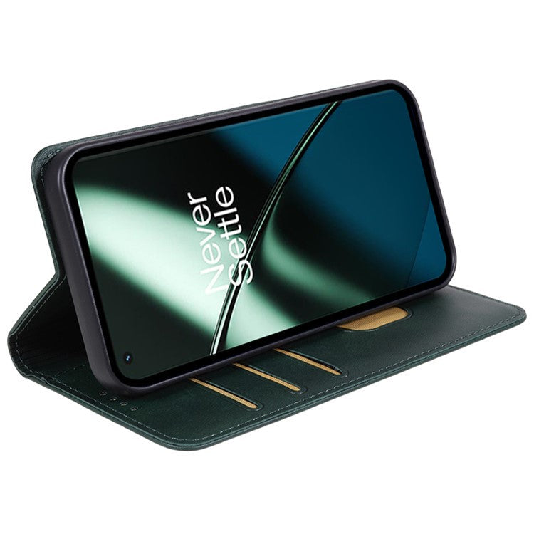 For OnePlus 11 5G Cell Phone Case Magnetic Calf Texture PU Leather+TPU Shell - Green