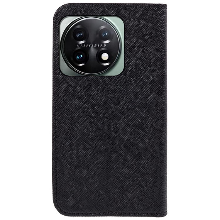 For OnePlus 11 5G Cell Phone Case Support Stand Magnetic Closing PU Leather Shockproof Shell - Black