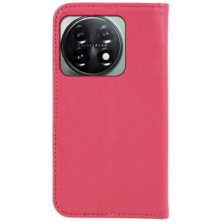 For OnePlus 11 5G Cell Phone Case Support Stand Magnetic Closing PU Leather Shockproof Shell - Pink