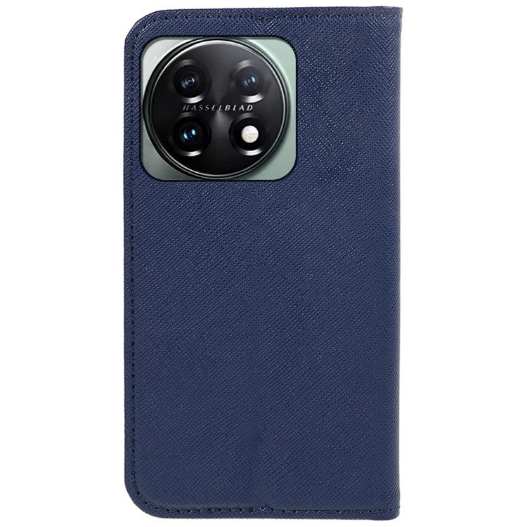 For OnePlus 11 5G Cell Phone Case Support Stand Magnetic Closing PU Leather Shockproof Shell - Dark Blue