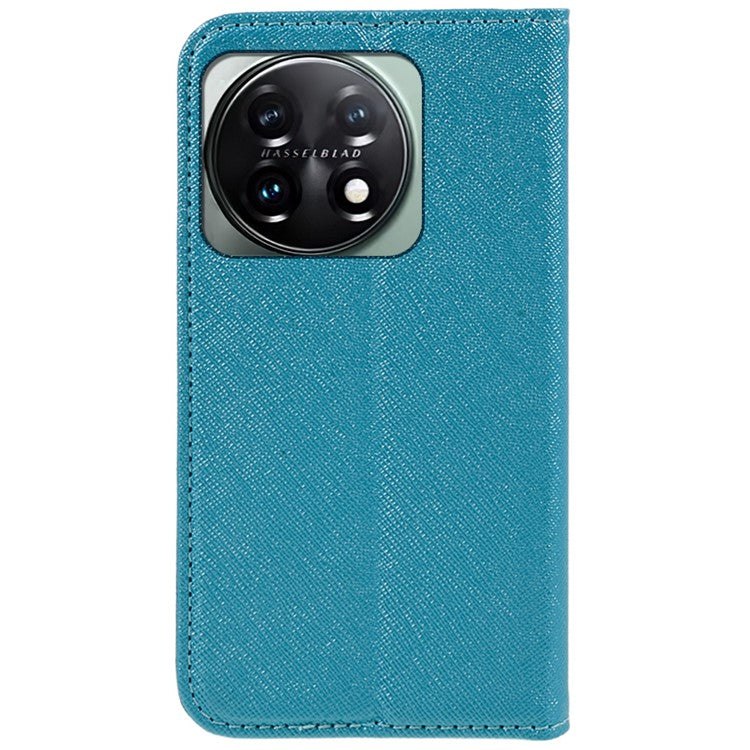 For OnePlus 11 5G Cell Phone Case Support Stand Magnetic Closing PU Leather Shockproof Shell - Sky Blue