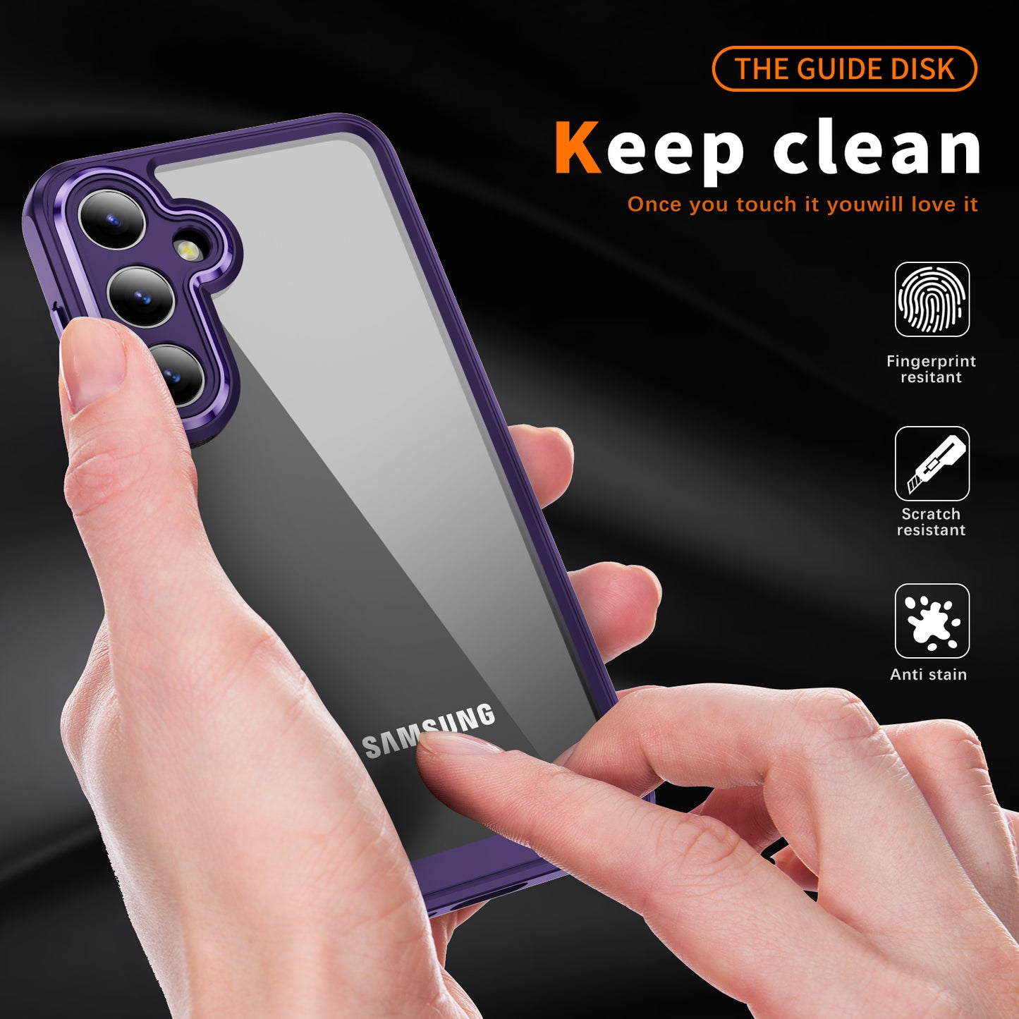 For Samsung Galaxy S24 TPU+Acrylic 2-in-1 Phone Case Metal Lens Frame Clear Cover - Dark Purple