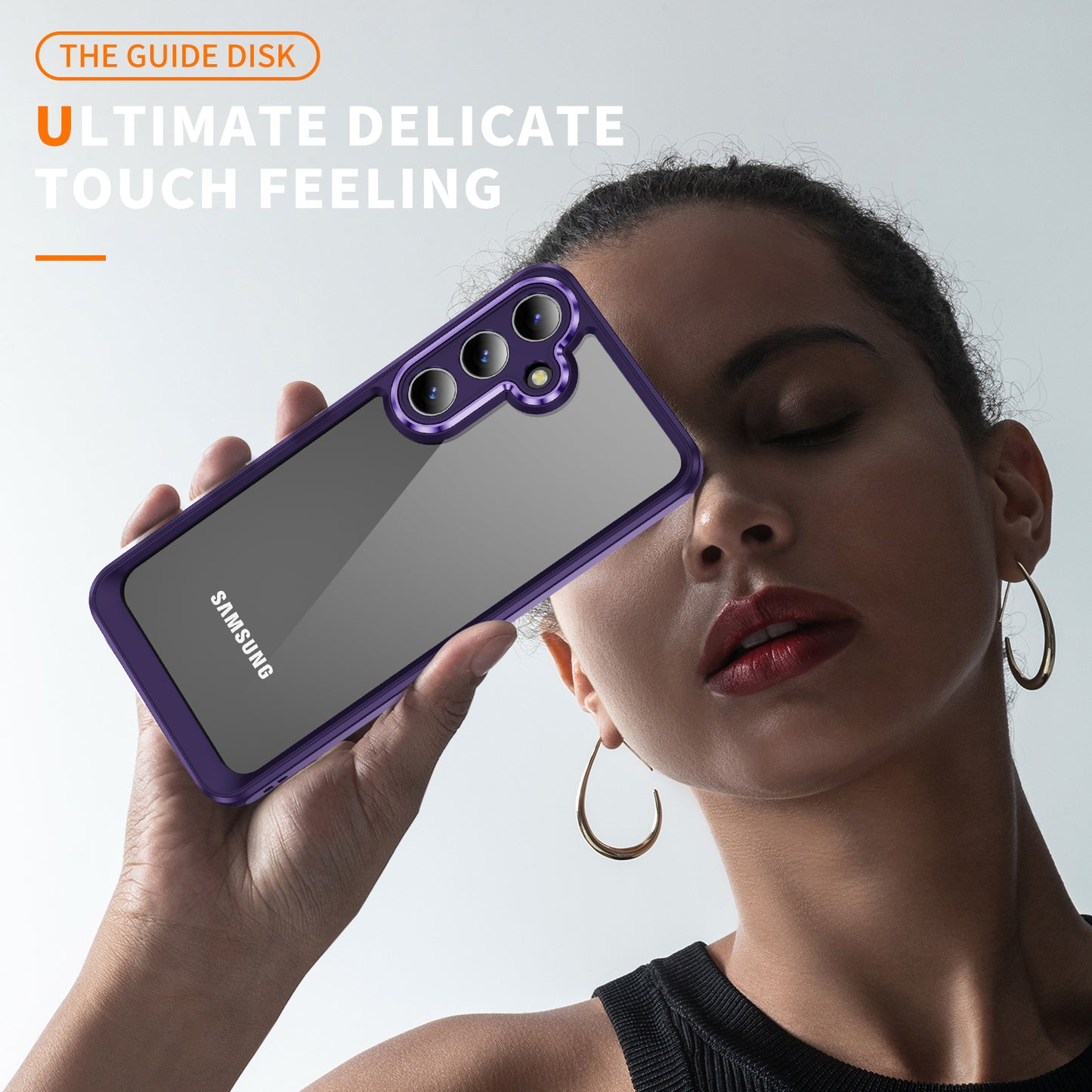 For Samsung Galaxy S24 TPU+Acrylic 2-in-1 Phone Case Metal Lens Frame Clear Cover - Dark Purple