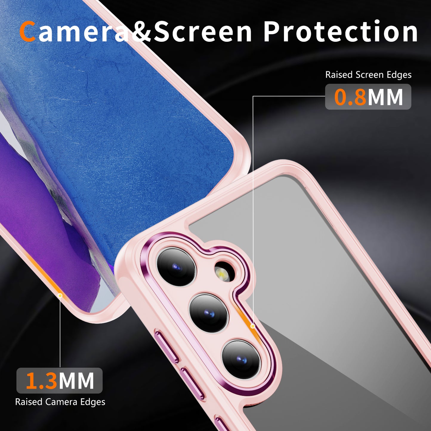 For Samsung Galaxy S24 TPU+Acrylic 2-in-1 Phone Case Metal Lens Frame Clear Cover - Apricot