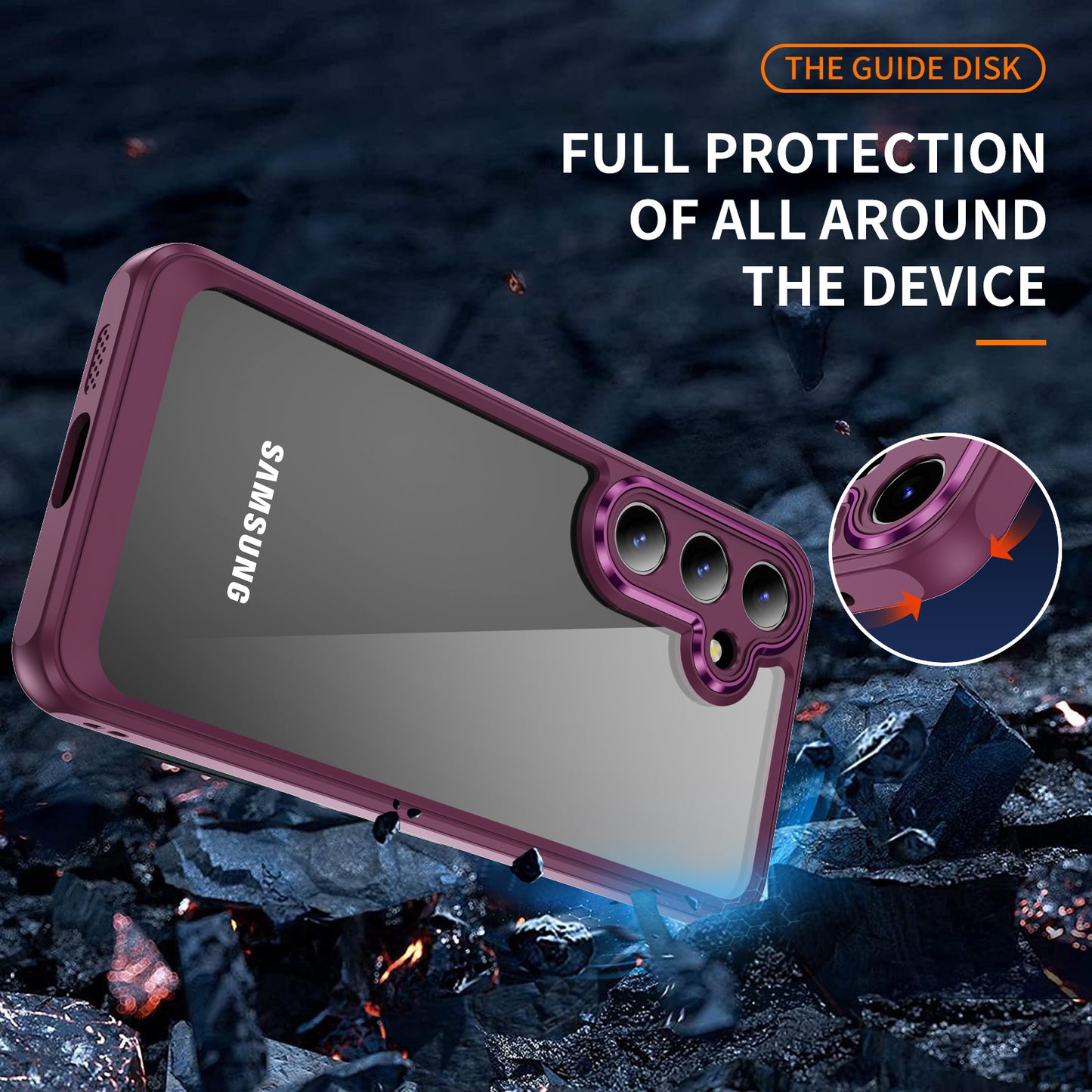 For Samsung Galaxy S24+ TPU+Acrylic Case Metal Lens Frame Ultra Transparent - Rose