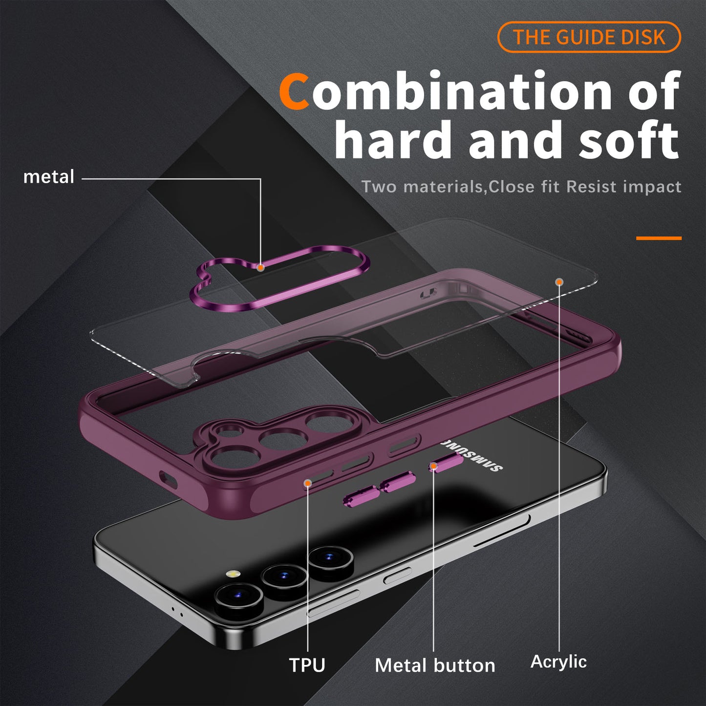 For Samsung Galaxy S24+ TPU+Acrylic Case Metal Lens Frame Ultra Transparent - Rose